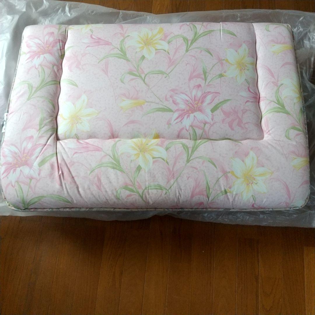 新品未使用　羊毛敷布団　花柄ピンク敷き布団 シングルサイズ 日本製