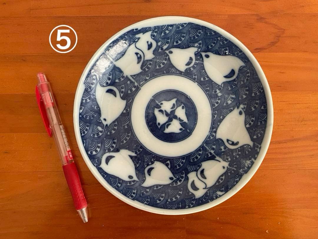 【明治大正頃】 印判皿、図変わり印判、中皿（ 5種 ）、古美術