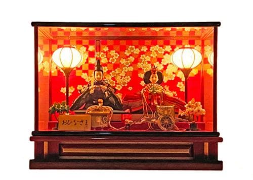 特別奉仕品 芥子親王 赤塗り 花梨ボカシケース入 雛人形 ひな人形 海外土産