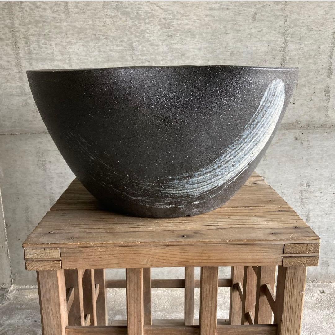 信楽焼 睡蓮鉢 めだか鉢 金魚 水鉢 植物 花器 大型 深鉢 緑色 和風 陶器