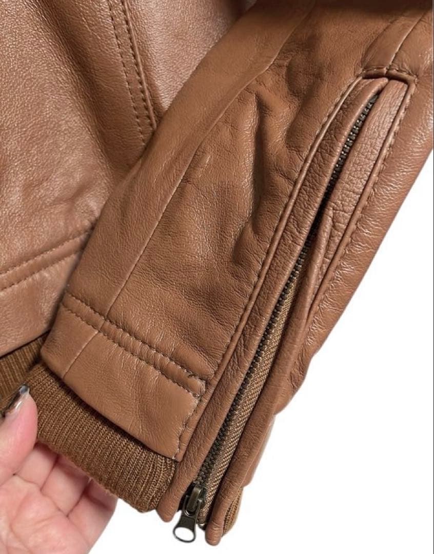 ブラウン　リアルレザー　ジャケット リアルファー　新品タグ付き　本革