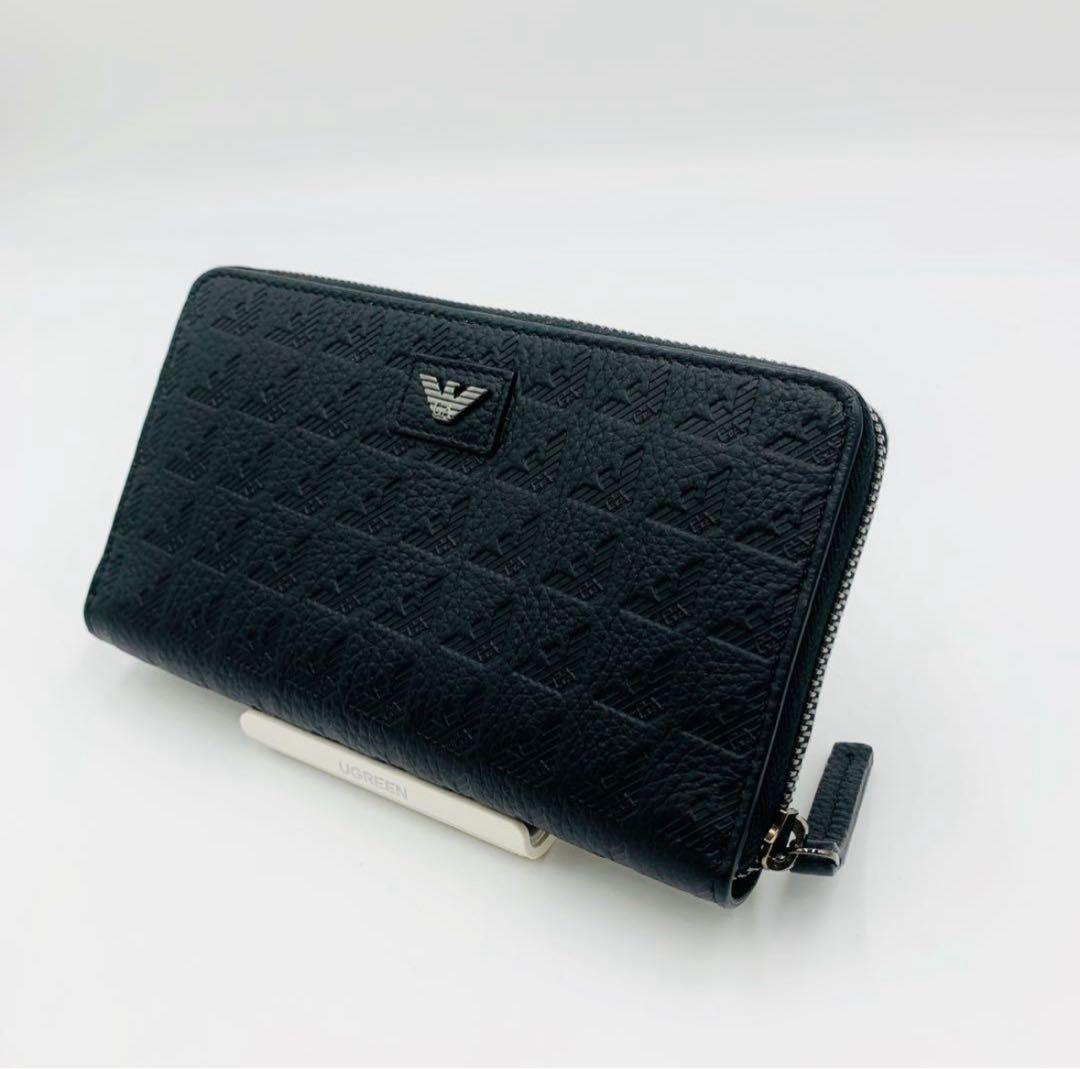 専用★EMPORIO ARMANI ラウンドジップ 型押し長財布★008