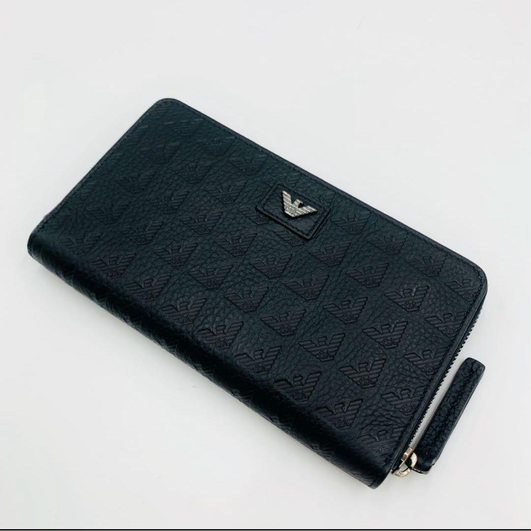専用★EMPORIO ARMANI ラウンドジップ 型押し長財布★008