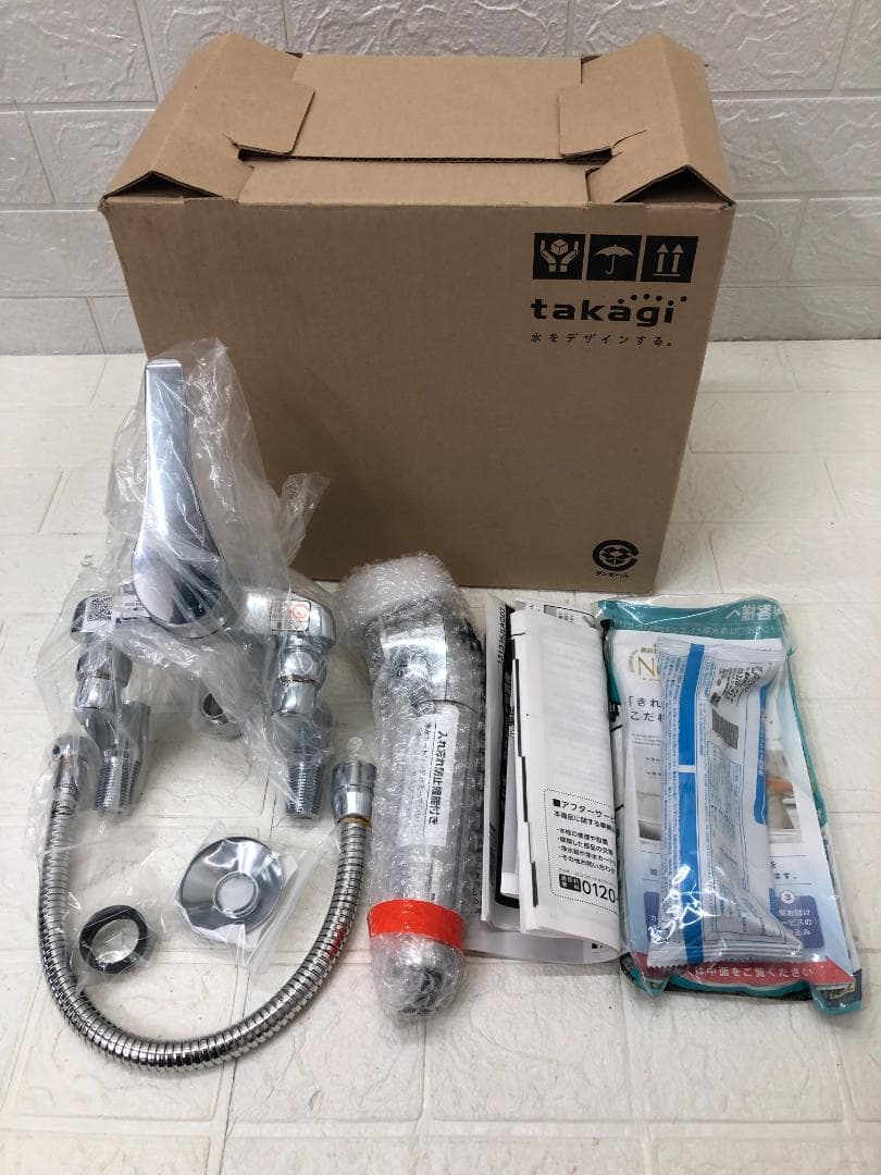 タカギ みず工房クリーン 蛇口一体型浄水器 壁出し混合水栓 JL337MN-02
