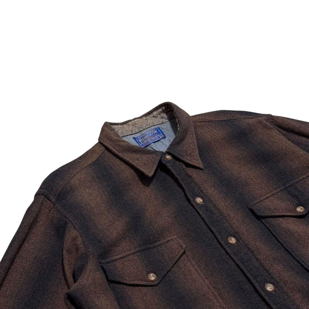 50s pendleton オンブレ シャドー ストライプ ウール シャツ 古着