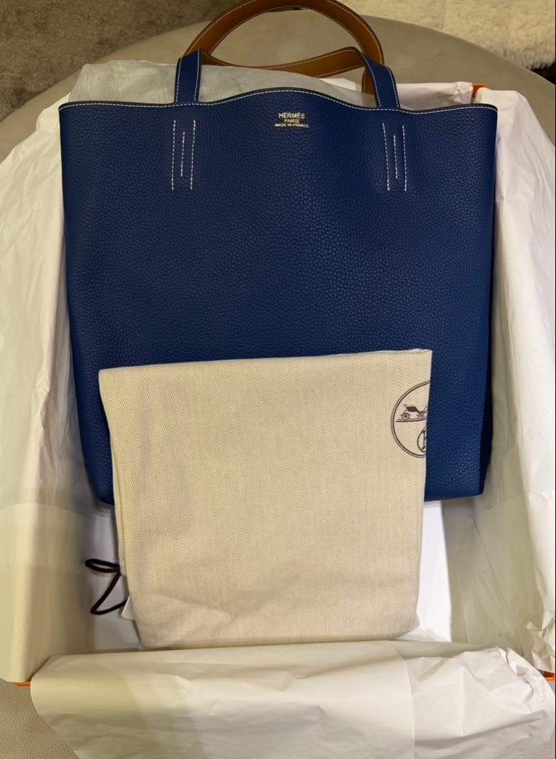 HERMES エルメス ドゥブルサンス36 リバーシブルモデル ブルー ブラウン