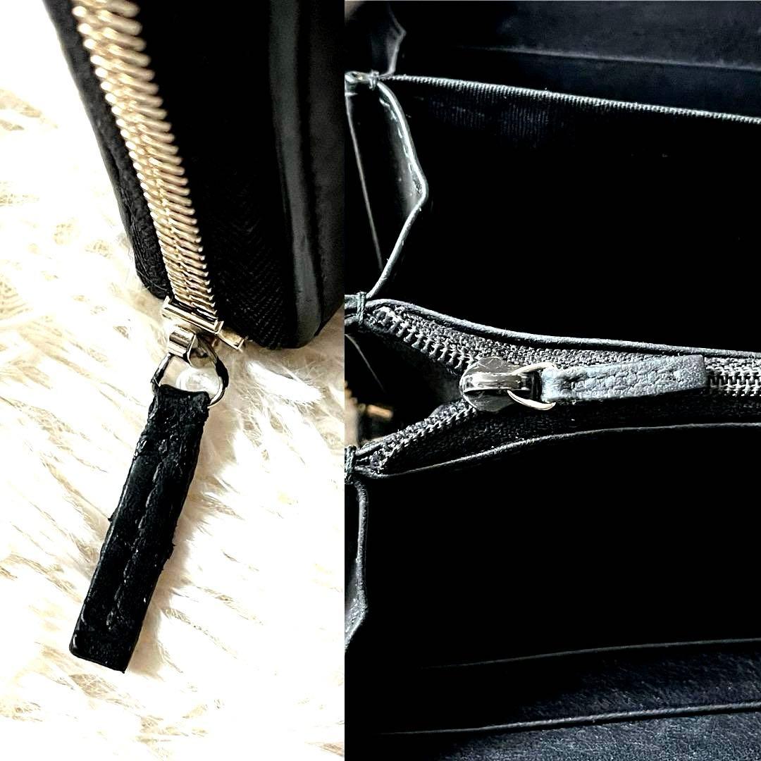 GUCCI美品 長財布 GGグッチシマ レザー ブラック 　インターロッキング
