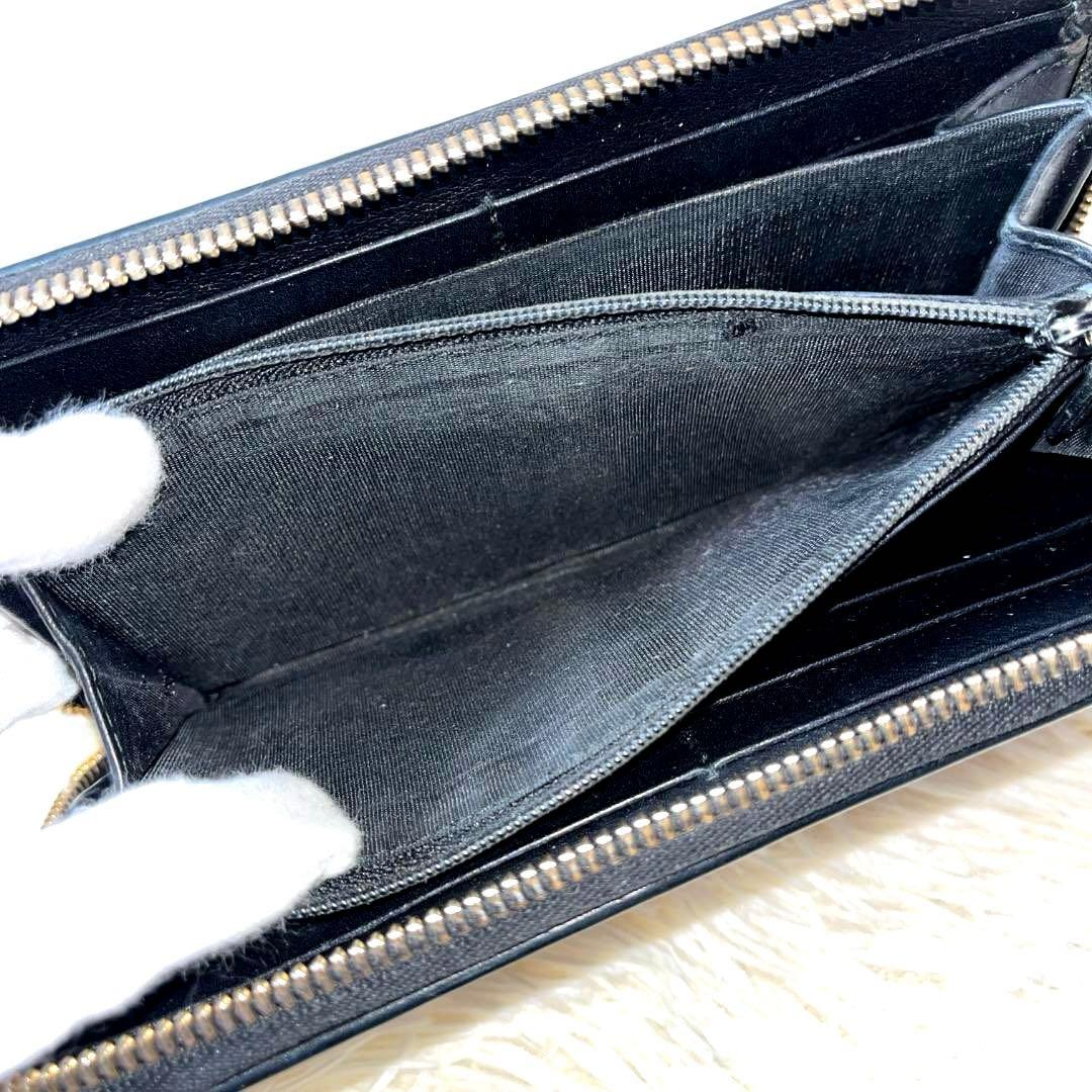 GUCCI美品 長財布 GGグッチシマ レザー ブラック 　インターロッキング