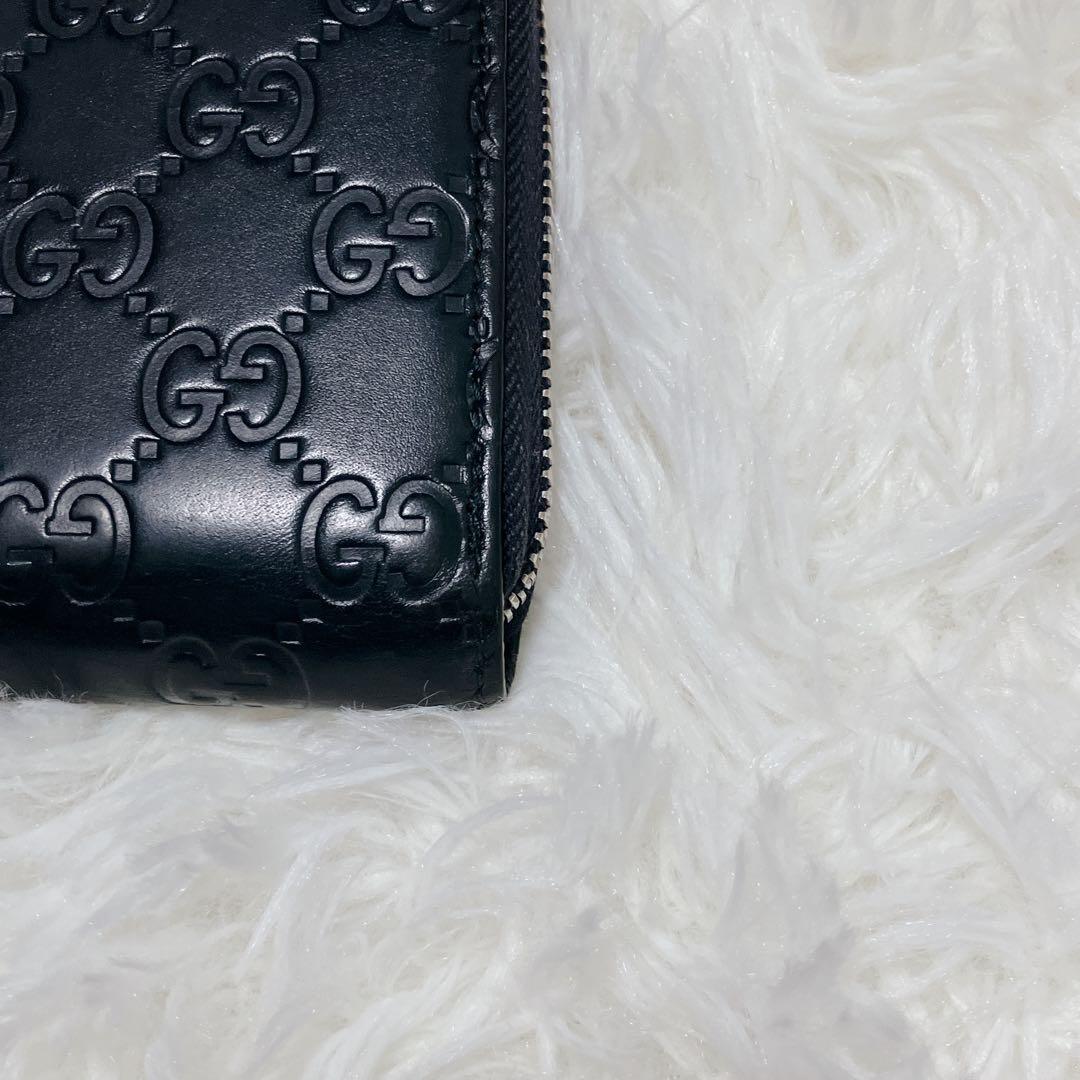 GUCCI 長財布 シェリーライン GG柄 シマレザー ネイビー