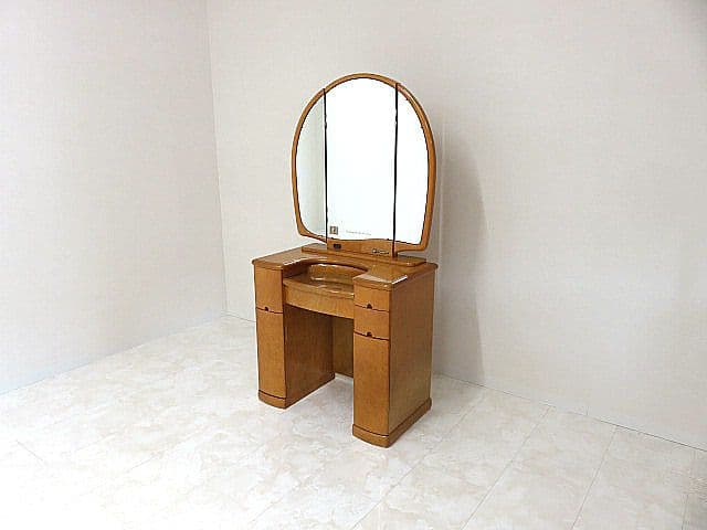 府中家具　バーズアイメープル 三面鏡ドレッサー 　　高級材 化粧台 W78cm
