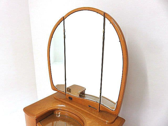 府中家具　バーズアイメープル 三面鏡ドレッサー 　　高級材 化粧台 W78cm