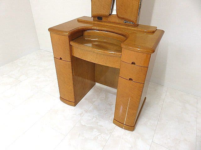 府中家具　バーズアイメープル 三面鏡ドレッサー 　　高級材 化粧台 W78cm