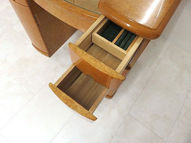 府中家具　バーズアイメープル 三面鏡ドレッサー 　　高級材 化粧台 W78cm