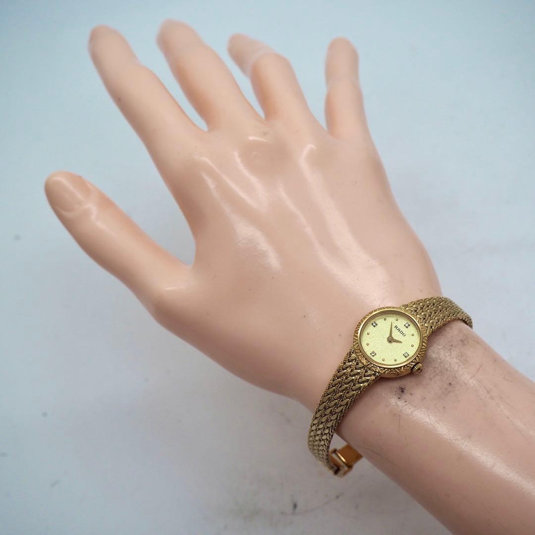 専用508 稼働【美品】RADO 時計 ゴールド4Pダイヤ　メッシュ　レディース