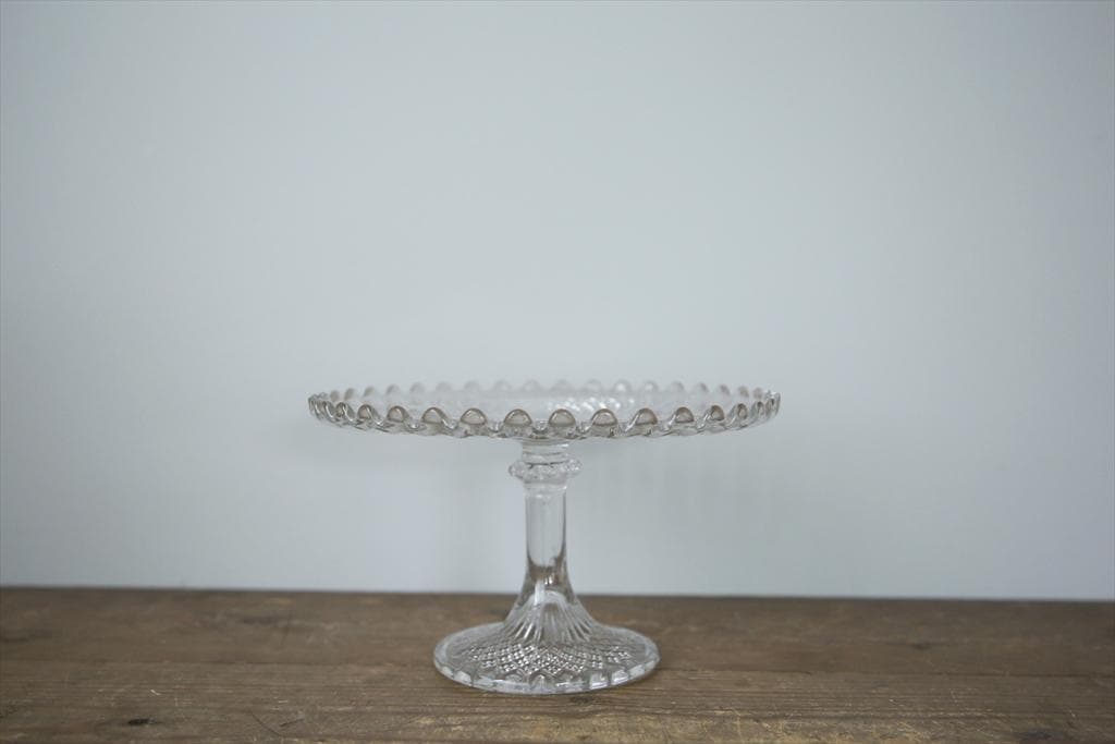 英国アンティークガラス製コンポート/ケーキスタンド/食器飾り棚(84-194-2