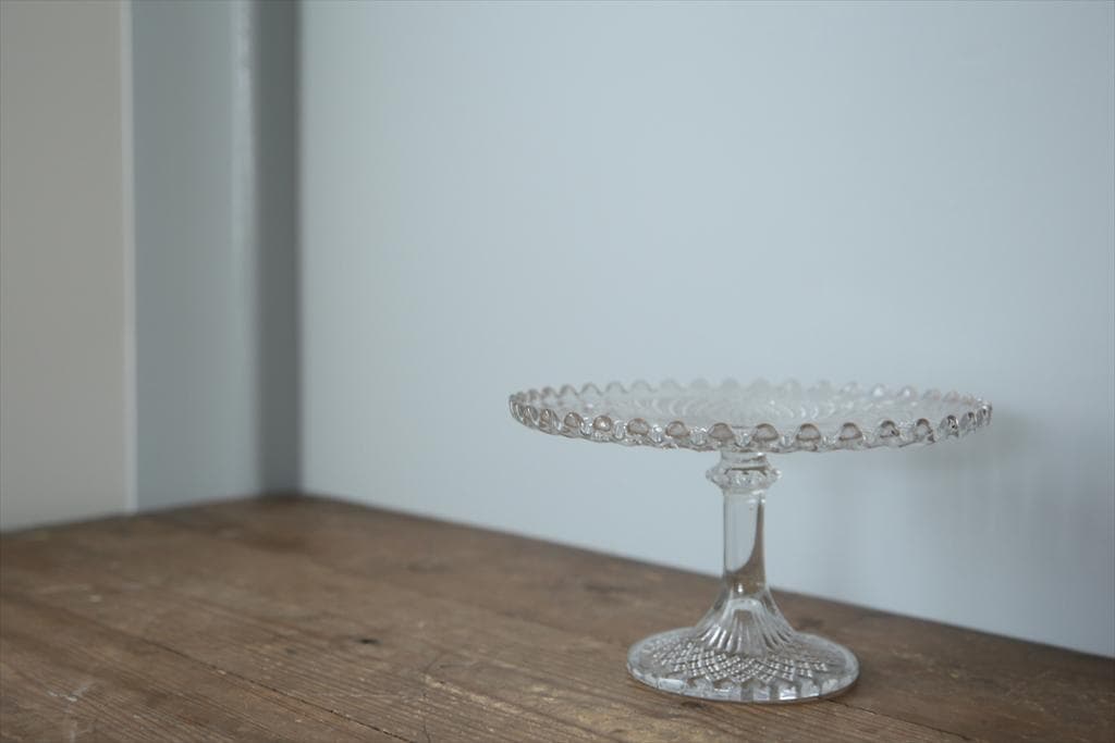 英国アンティークガラス製コンポート/ケーキスタンド/食器飾り棚(84-194-2