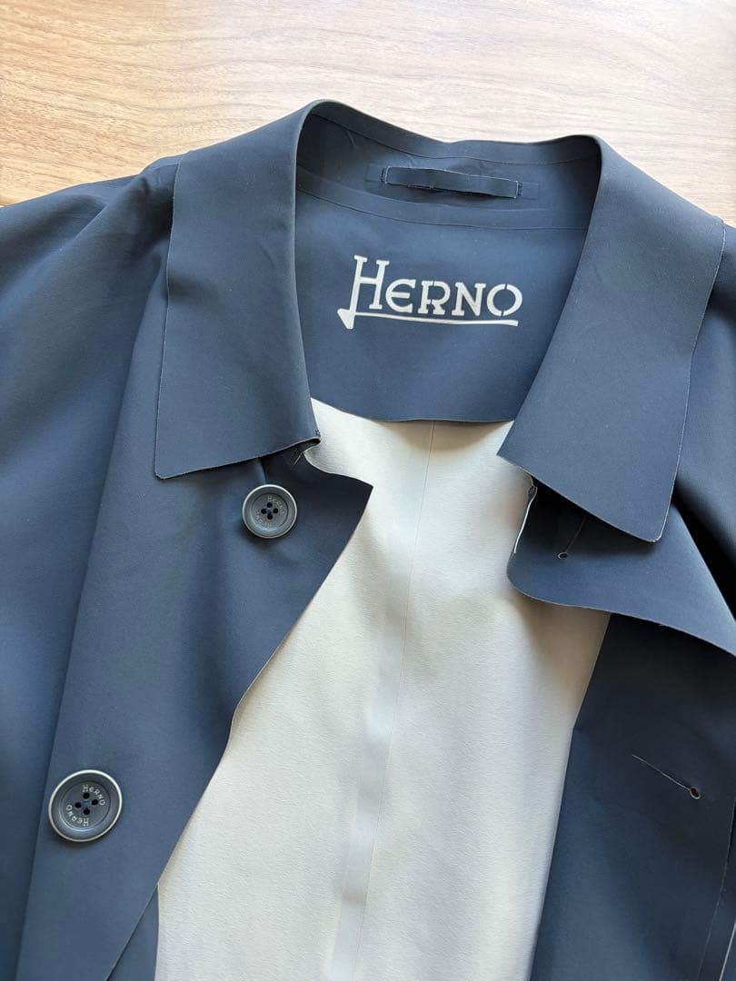 国内正規品　HERNO ヘルノ　ステンカラーコート ネイビー 50