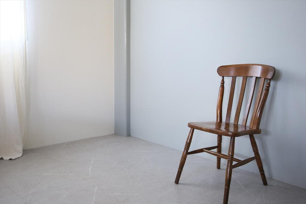 英国アンティーク木製キッチンチェア/ダイニングイス椅子/飾り棚(91-115-2