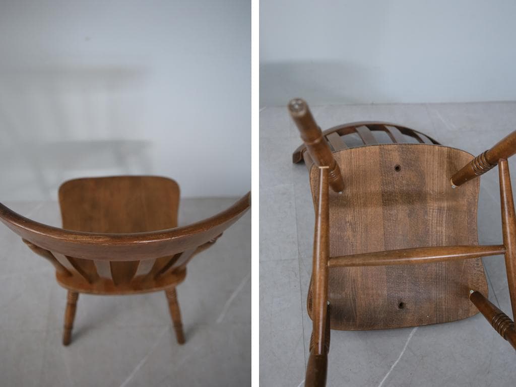 英国アンティーク木製キッチンチェア/ダイニングイス椅子/飾り棚(91-115-2