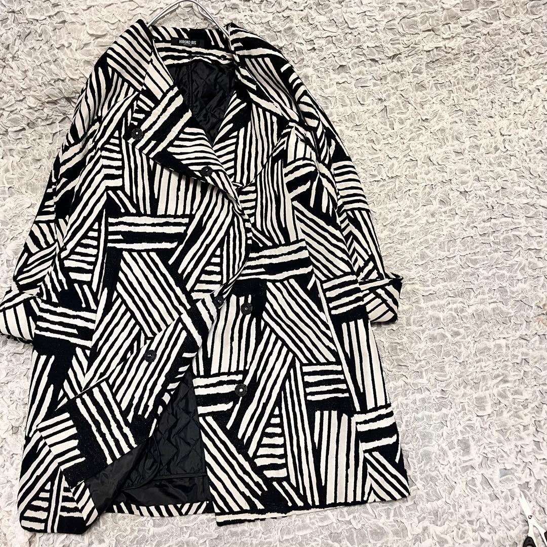 美品【ヒロココシノ ヒロコビス】2way ジャガード 中綿ライナー ロングコート