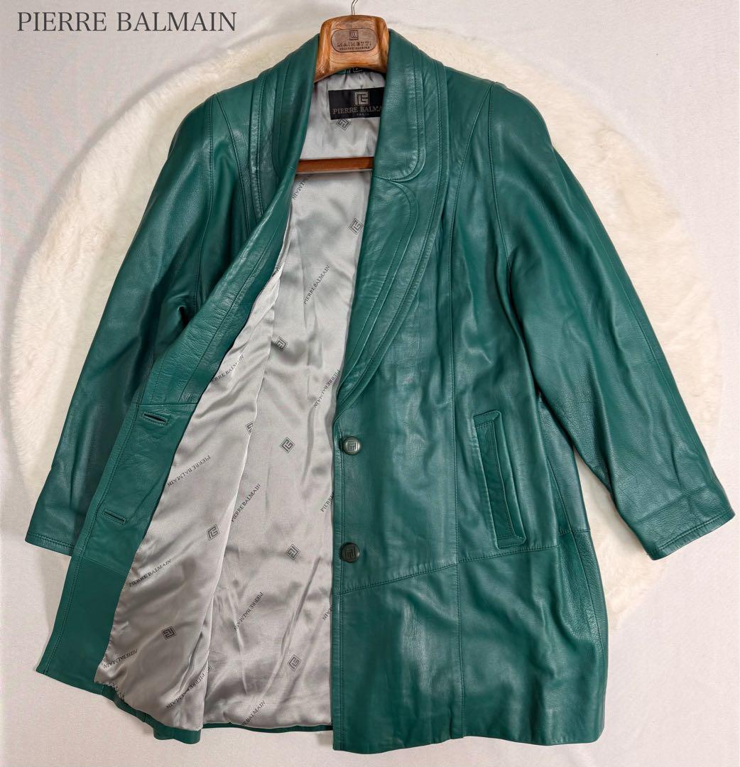 PIERRE BALMAIN ピエール バルマン ラムレザーコート 羊革 本革