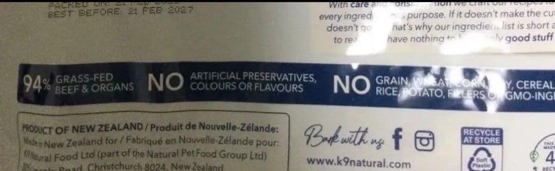 K9ナチュラル ビーフフィースト　500g&チキンフィースト500g