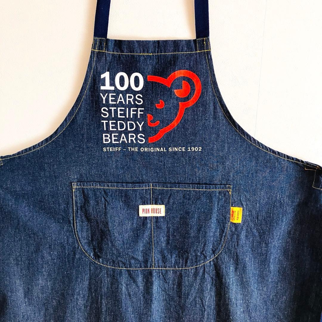 ピンクハウス テディベア 100周年記念　コラボエプロン　デニムエプロン