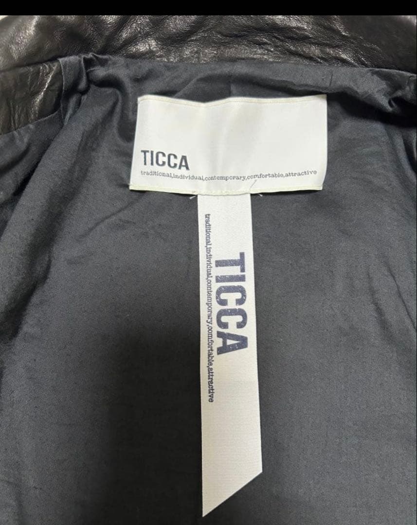 TICCA ブラック レザー ダブル ライダースジャケット