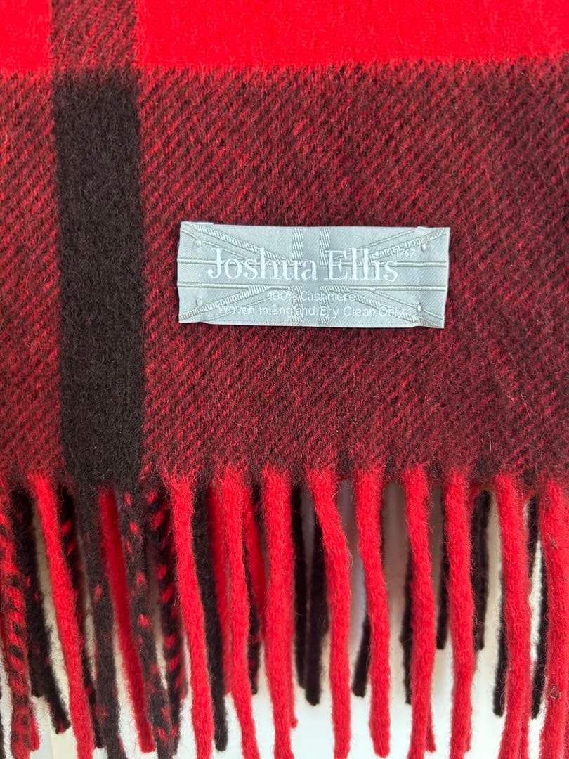 【美品】Joshua Ellis カシミア100%チェック柄ストール