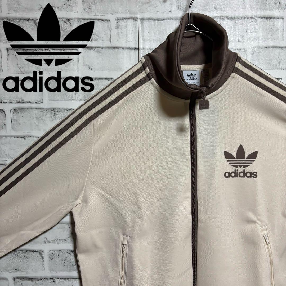 新品⭐️女性XL 80s復刻adidasトラックジャケット ベージュ×モカブラウン