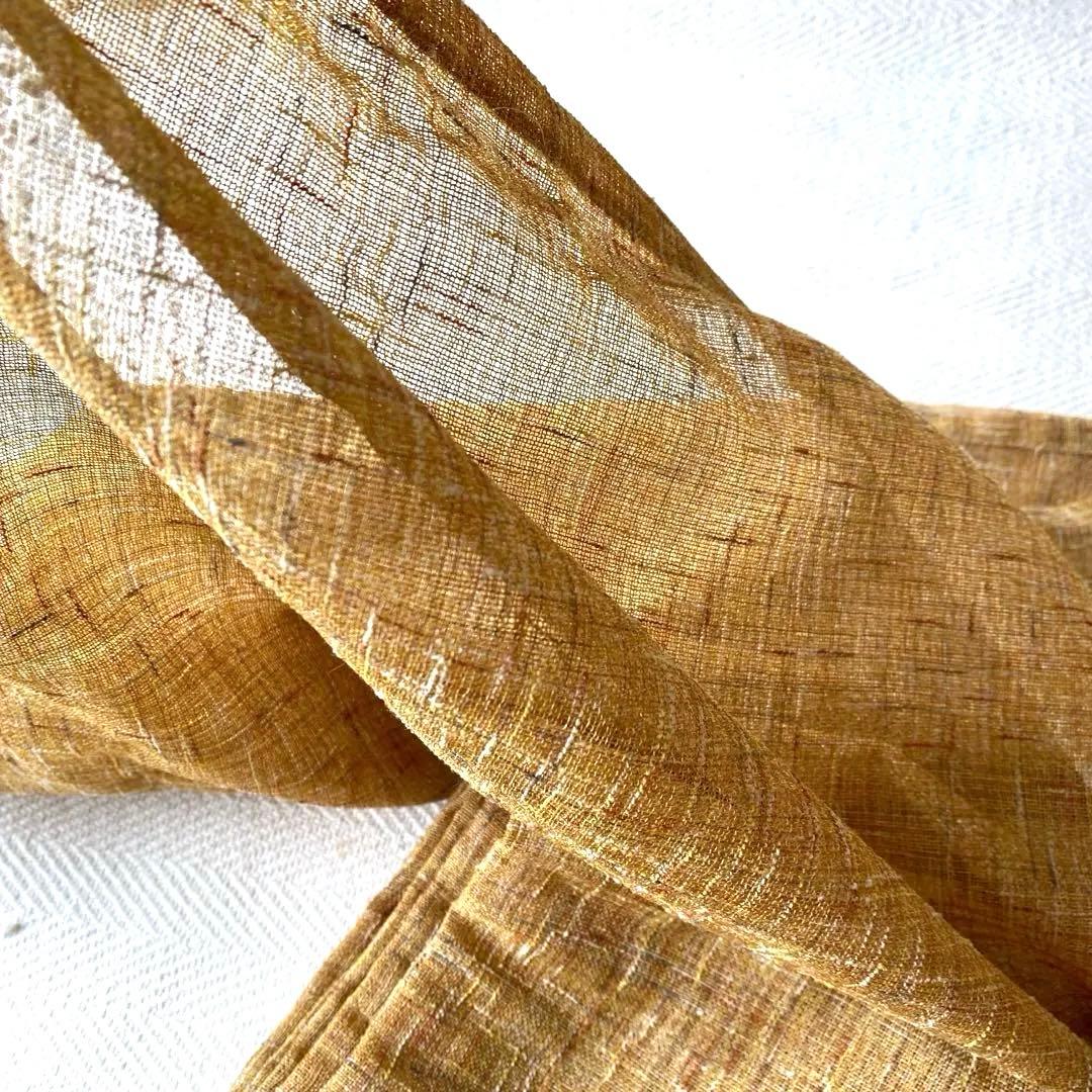 マスタードブラウン 琥珀色 メッシュ カーテン×2 ループタイプ