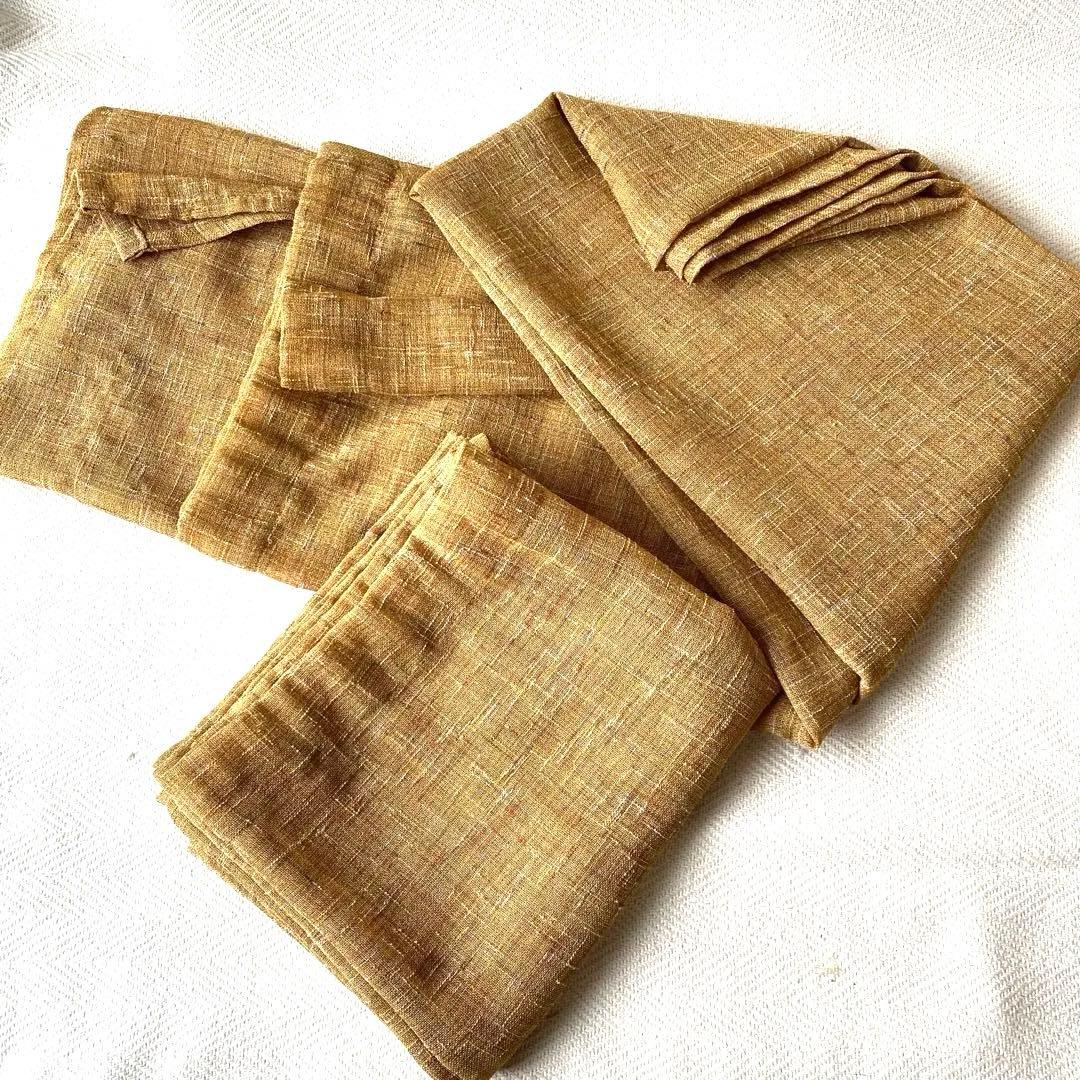 マスタードブラウン 琥珀色 メッシュ カーテン×2 ループタイプ