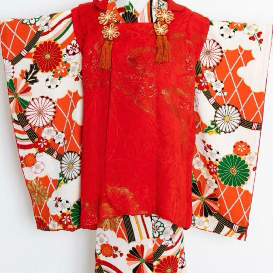 七五三 3歳 ＊ アンティーク 着物 ＊ 被布・長襦袢セット