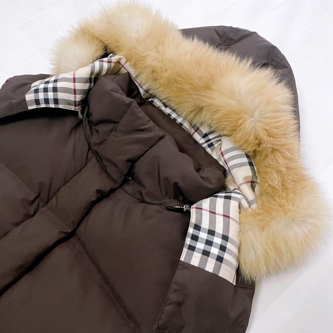 美品✨バーバリーロンドン ダウンベスト 3way ノバチェック フォックスファー