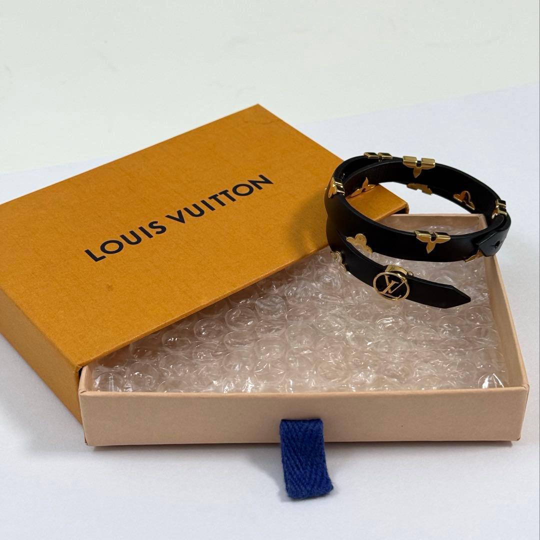 LOUIS VUITTON ブラスレ デイリーモノグラム 黒 ゴールド金具
