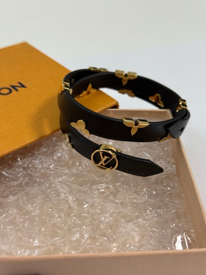 LOUIS VUITTON ブラスレ デイリーモノグラム 黒 ゴールド金具