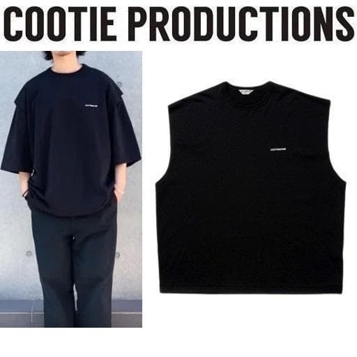 美品 COOTIE スーピマコットンスウェット カットオフ TEE ブラック L
