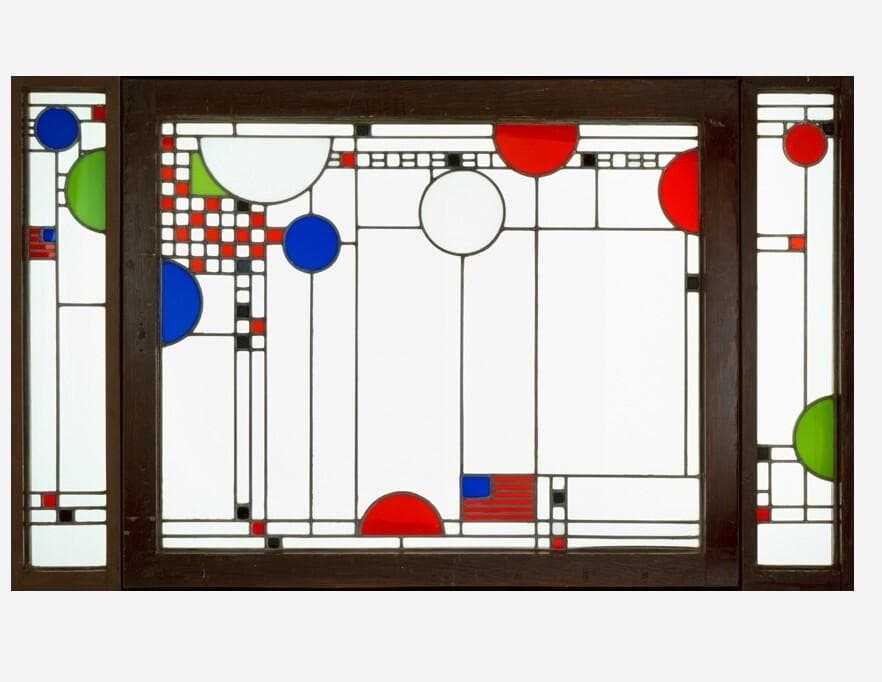 フランク・ロイド・ライト財団 三連窓 ヴィンテージステンドグラス クーンリー邸