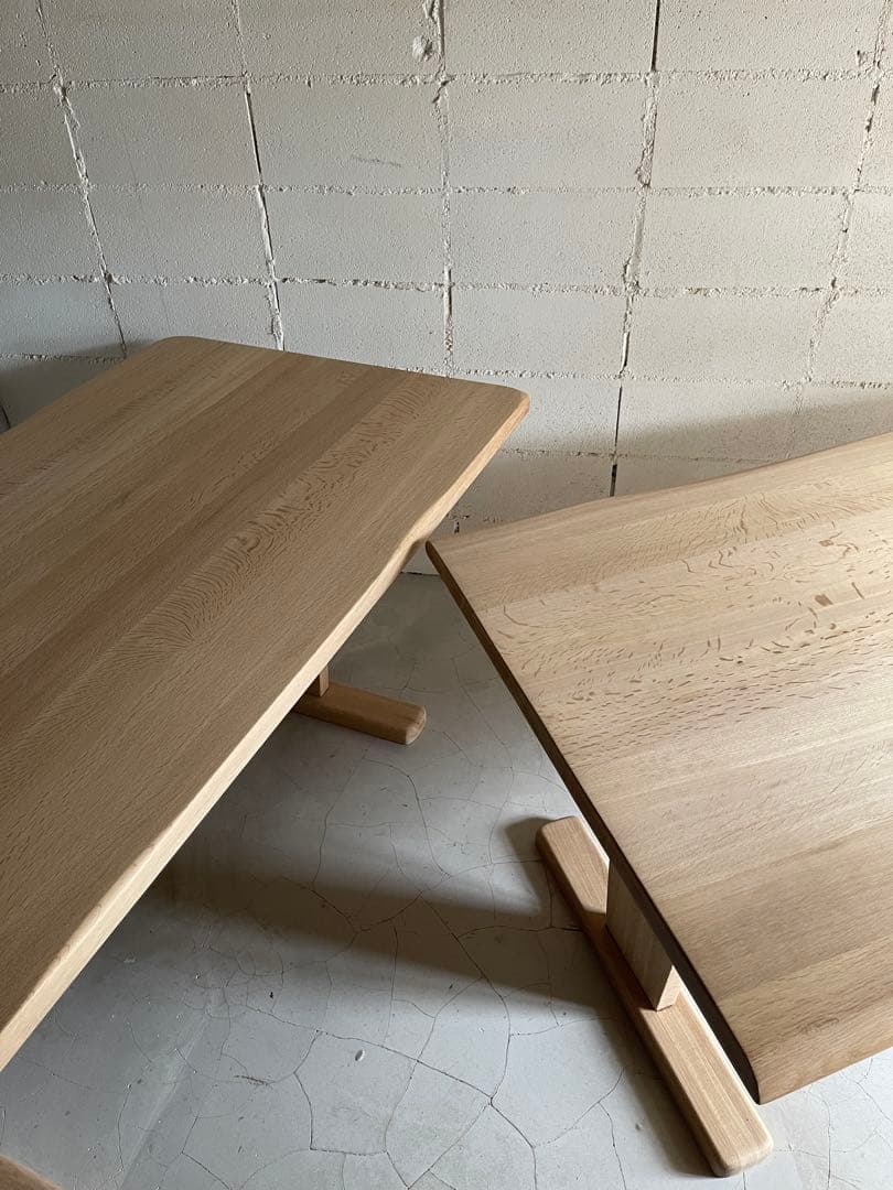 美品　飛騨清見工房　天然木楢無垢材　オーク無垢材　ダイニングテーブル150 虎斑