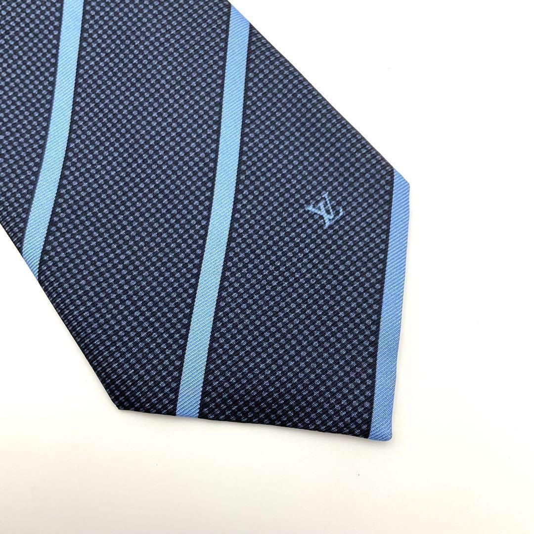 ルイヴィトン LOUIS VUITTON ネクタイ ブルー ストライプ シルク