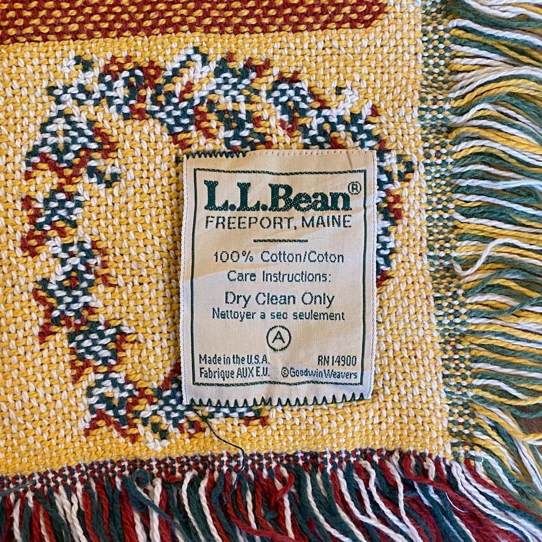 L.L.Bean USA製 ゴブラン織調　ヴィンテージラグ 花柄 コットン