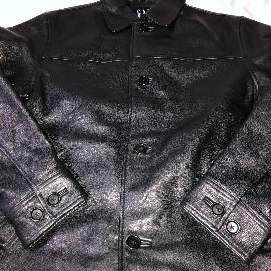 【美品】OLD GAP レザー ジャケット カーコート 黒 S シングル 90s