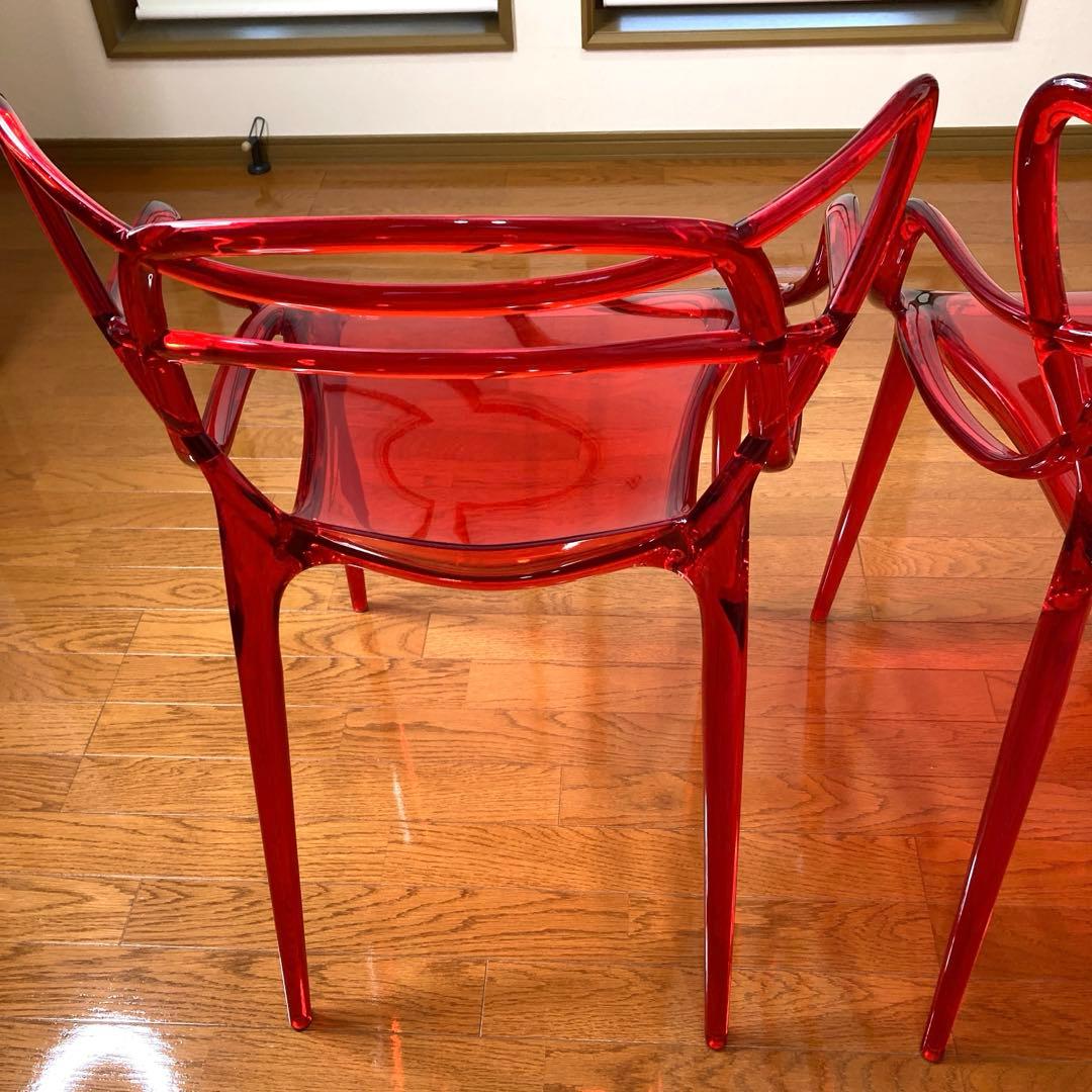 【椅子 クリアレッド】 2脚セット /ジェネリックチェア / ダイニングチェア
