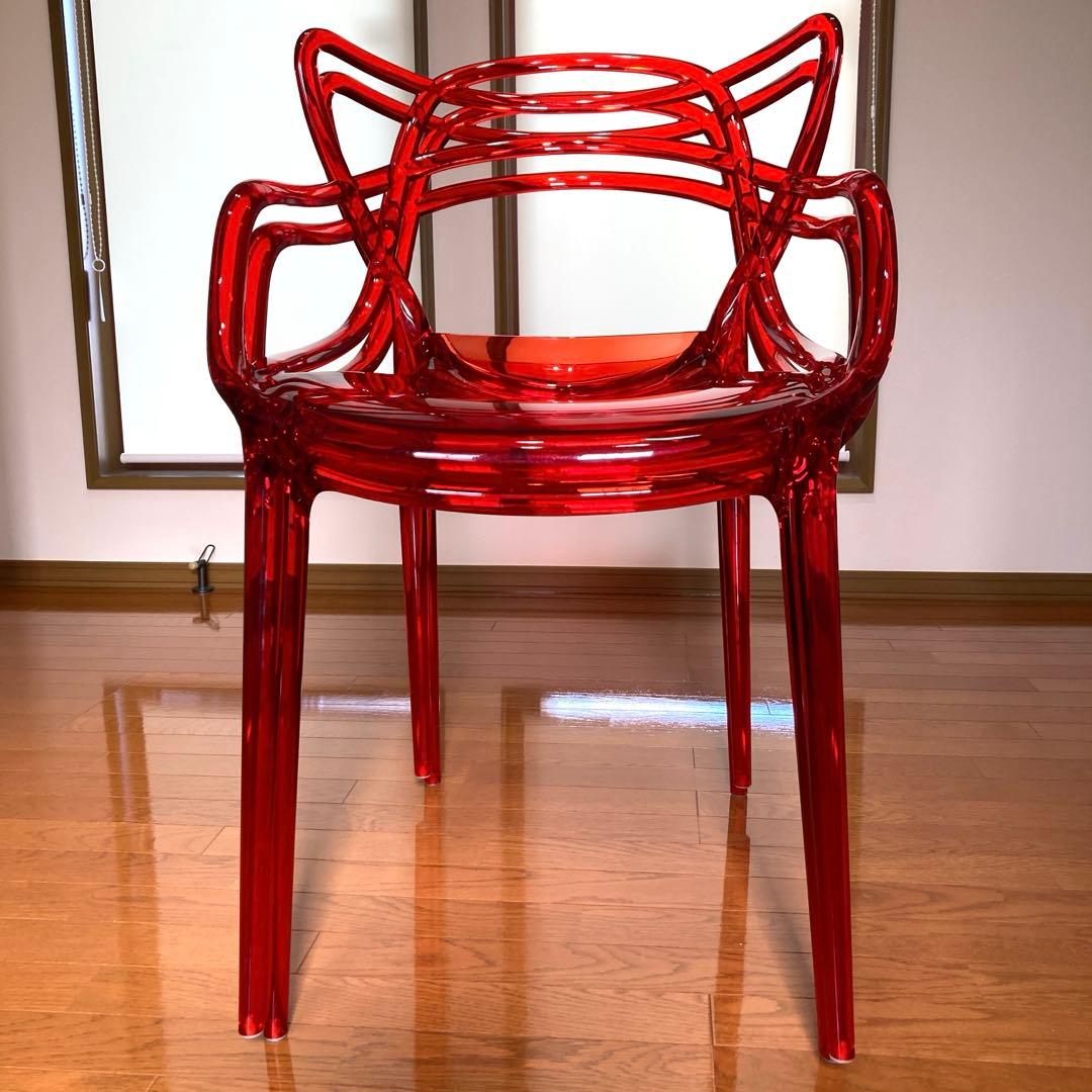 【椅子 クリアレッド】 2脚セット /ジェネリックチェア / ダイニングチェア