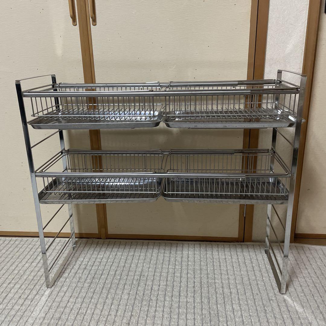メタルラック❗️横幅伸縮❗️シンク上水切り2段/カゴ4個/