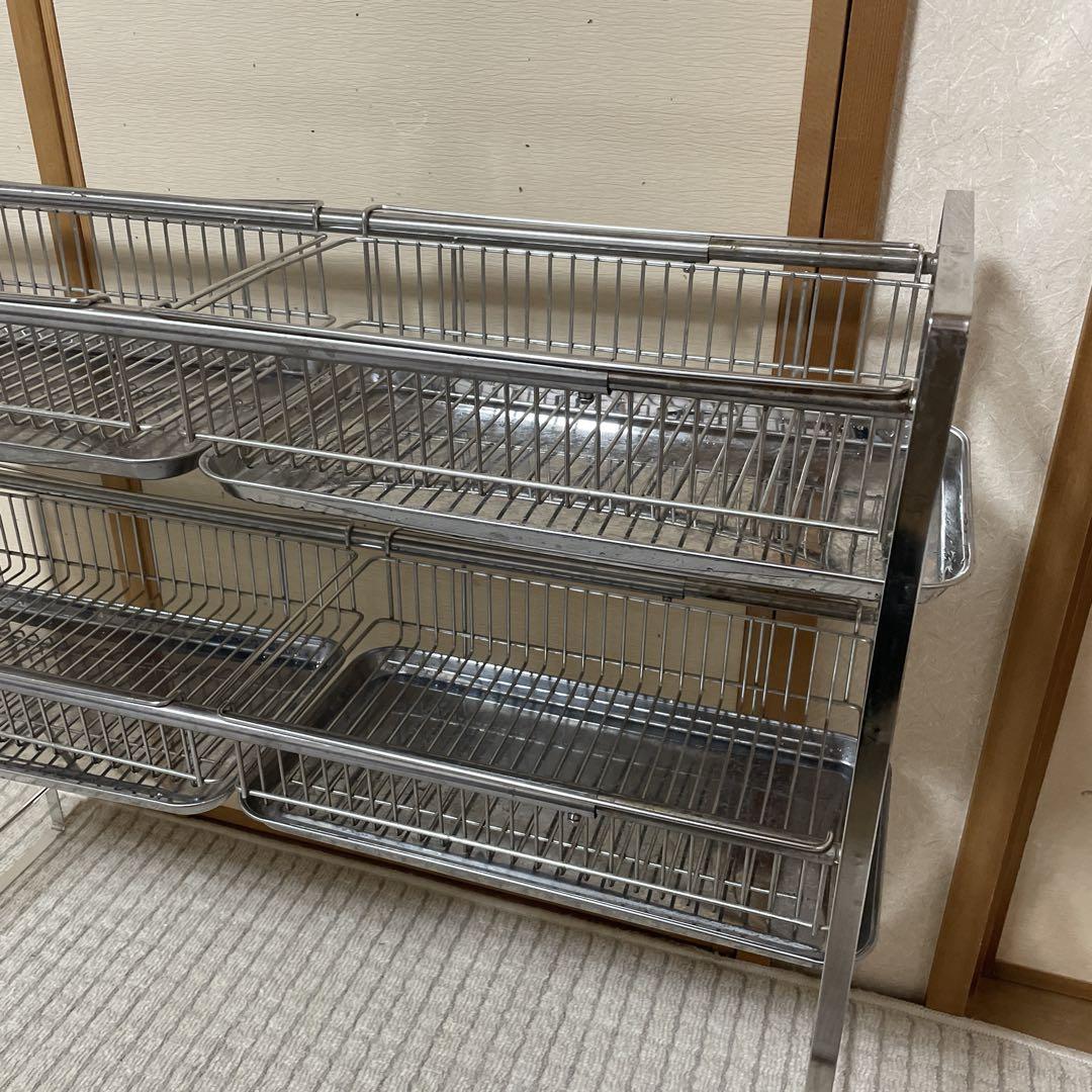 メタルラック❗️横幅伸縮❗️シンク上水切り2段/カゴ4個/