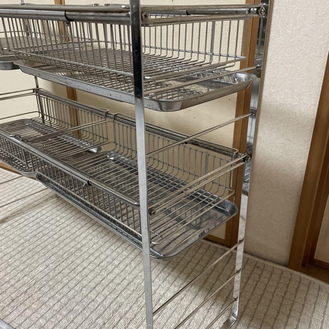 メタルラック❗️横幅伸縮❗️シンク上水切り2段/カゴ4個/
