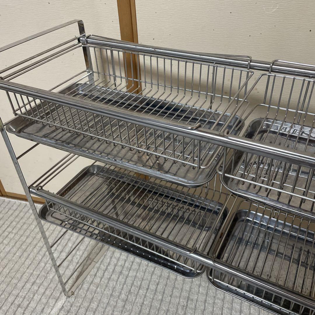 メタルラック❗️横幅伸縮❗️シンク上水切り2段/カゴ4個/