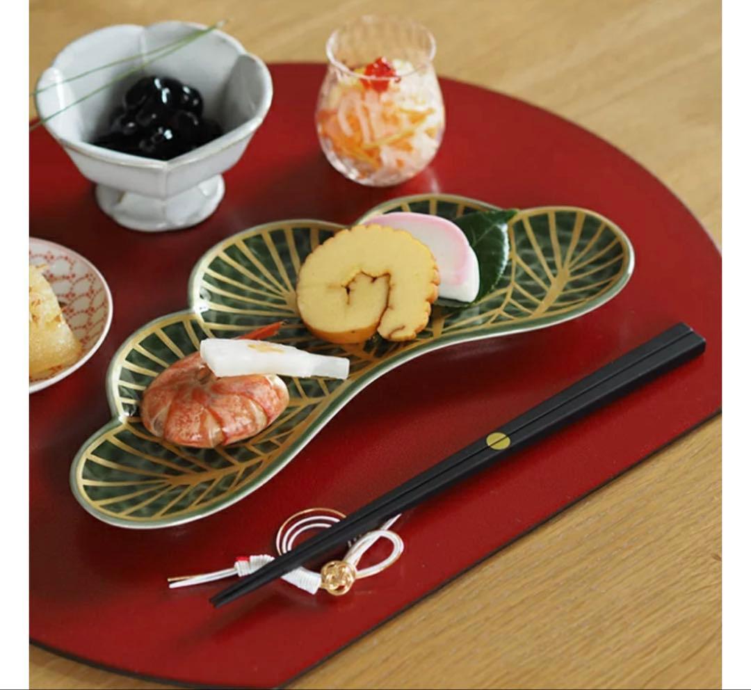 正月セールご依頼品　錦金松葉形前菜皿　亀銘々皿　鯛紅白銘々皿　6点セット