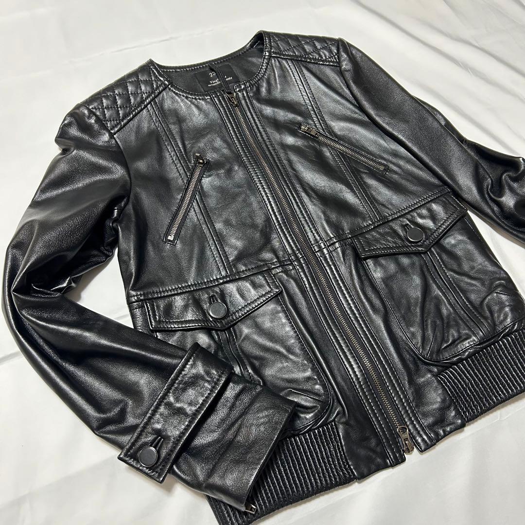 極美品 23区 羊革 レザージャケット シングル ラムレザー レディース 黒